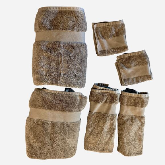 Lauren Ralph Lauren 6 Piece Set 2 Bath Two Hand Towel 2 Washclothes Taupe Beige - Picture 1 of 4